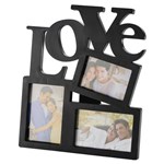 Ficha técnica e caractérísticas do produto Porta Retrato em Plástico para 3 Fotos Preto Love - Prestige