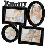 Ficha técnica e caractérísticas do produto Porta-Retrato Family Preto (10x15cm) para 4 Fotos - Rojemac
