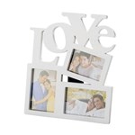 Ficha técnica e caractérísticas do produto Porta Retrato Love Branco 10X15CM para 3 Fotos Rojemac 3893