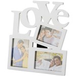 Ficha técnica e caractérísticas do produto Porta Retrato Love Branco (10x15cm) para 3 Fotos - Rojemac