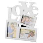 Ficha técnica e caractérísticas do produto Porta Retrato Love Branco para 3 Fotos 3893 - Rojemac