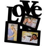Ficha técnica e caractérísticas do produto Porta Retrato Love 3 Fotos 10X15 3892 PT Rojemac