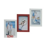 Ficha técnica e caractérísticas do produto Porta-Retrato Love III 3 Fotos 10x15cm Kapos - Branco|Vermelho