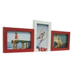 Ficha técnica e caractérísticas do produto Porta-Retrato Love IV 3 Fotos 10x15cm Branco, Vermelho Kapos