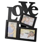 Ficha técnica e caractérísticas do produto Porta Retrato Love Preto para 3 Fotos 3892