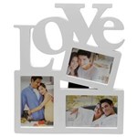 Ficha técnica e caractérísticas do produto Porta-Retrato Prestige de Plástico Love para 3 Fotos - Branco