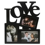 Ficha técnica e caractérísticas do produto Porta-Retrato Prestige de Plástico Love para 3 Fotos - Preto
