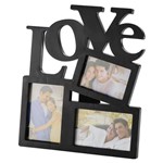 Porta Retrato Preto em Plástico Love P 3 Fotos