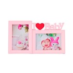 Ficha técnica e caractérísticas do produto Porta Retrato Rosa " I <3 Baby" 2 Fotos