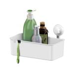 Ficha técnica e caractérísticas do produto Porta Shampoo Reto Simples Ventosa Plástico Branco 16x27,5x15cm Ventosa Branca Sensea Sensea