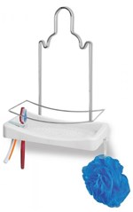 Ficha técnica e caractérísticas do produto Porta Shampoo Simples Cromo Colors Aço e Plastico Branco 348-4 - Niquelart - Niquelart