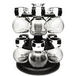 Ficha técnica e caractérísticas do produto Porta Temperos 12 Potes de Vidro em Base Giratória Globe