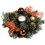 Porta Vela Natalino com Enfeites Vermelhos - Orb Christmas