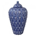 Ficha técnica e caractérísticas do produto Pote Decorativo de Ceramica Azul 21cm X 21cm X 39,5cm - Btc Decor