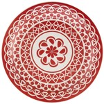 Ficha técnica e caractérísticas do produto Prato de Porcelana Fundo Decorado Renda Biona Oxford Vermelho 23 Cm