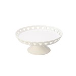 Ficha técnica e caractérísticas do produto Prato para bolo com pé em cerâmica Lyor Coração 15cm branco