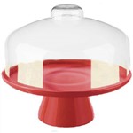 Ficha técnica e caractérísticas do produto Prato para Bolo Coza Boleira Cake com Cúpula 32cm Vermelha