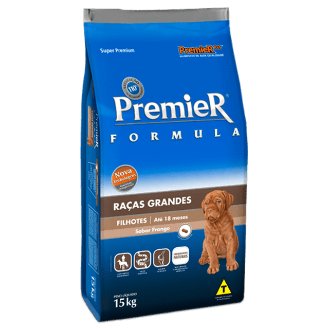 Ficha técnica e caractérísticas do produto Premier Formula Raças Grandes Cães Filhotes Sabor Frango (15 Kg)