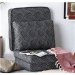 Puff Luxo Multiuso 3 em 1 Estampado Geométrico Cinza com Travesseiro de Fibras Siliconadas Anti-alérgico Solteiro – At.home