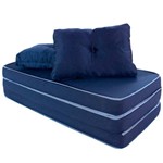 Ficha técnica e caractérísticas do produto Puff Multiuso 3 em 1 Casal Azul Tecido Corvin com Travesseiro