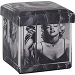 Ficha técnica e caractérísticas do produto Puff Quadrado Box Marilyn Sexy com PU Estampado - Rivatti