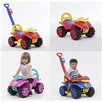 Ficha técnica e caractérísticas do produto Quadriciclo Infantil Carrinho de Passeio com Puxador Motoca 3 em 1 Toy Kids Azul