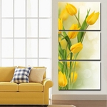 Ficha técnica e caractérísticas do produto Quadro 120X60cm Tulipas Amarela Flores Decorativo Interiores Em Canvas Qualidade de Galeria de Arte