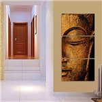 Ficha técnica e caractérísticas do produto Quadro Buda Para Sala Hall decorativo 120x60 Mosaico 3 Peças