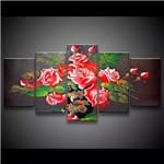 Ficha técnica e caractérísticas do produto Quadro Decorativo 129x63 Sala Flores Rosas Vermelhas 1