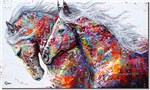 Quadro Decorativo Animais Cavalos Abstratos Colorido 1 Peça