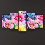 Ficha técnica e caractérísticas do produto Quadro Decorativo Flores Coloridas Pattern 129x61 5pc Sala