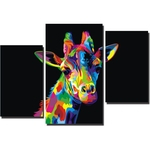 Ficha técnica e caractérísticas do produto Quadro Decorativo Girafa canvas tecido 3 peças