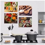 Ficha técnica e caractérísticas do produto Quadro Decorativo Cozinha Restaurante Tela kit 4 uni