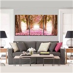 Quadro Decorativo Interiores 60x120cm Floresta Ypê Rosa Flores em Canvas Qualidade de Galeria de Arte