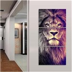 Ficha técnica e caractérísticas do produto Quadro Decorativo Leão Moderno para Sala Hall 120x60