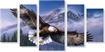 Ficha técnica e caractérísticas do produto Quadro Decorativo Pássaro Águia 5 Peças