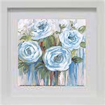 Quadro Floral Rosas Azul com Vidro 22x22cm - Kapos