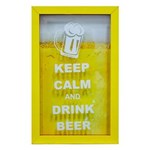 Ficha técnica e caractérísticas do produto Quadro Keep Calm Beer Porta Tampinhas 17x27x3 Cm Amarelo - Amarelo