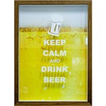 Quadro Keep Calm Beer Porta-Tampinhas Natural 27x37x3cm - Kapos