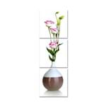 Ficha técnica e caractérísticas do produto Quadro Oppen House 150x50cm Vaso com Flores Rosas Brancas Decorativo Interiores