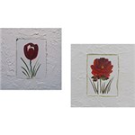 Ficha técnica e caractérísticas do produto Quadro Par Tulipa/Rosa Artesanal (30x30x6cm) Uniart