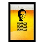 Ficha técnica e caractérísticas do produto Quadro Porta Tampinha de Cerveja "Cerveja-Cerveja-Cerveja"