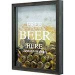 Quadro Porta Tampinhas de Cervejas Free Beer 22x27x3cm Betume - Kapos