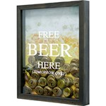 Ficha técnica e caractérísticas do produto Quadro Porta Tampinhas de Cervejas Free Beer 22x27x3cm Betume - Kapos