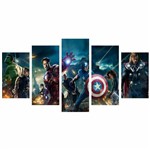 Ficha técnica e caractérísticas do produto Quadro Super Heróis Marvel Dc Liga da Justiça 114x65 5 Peças