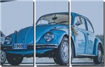Ficha técnica e caractérísticas do produto Quadros Decorativos Fusca Azul para Sala 3 Peças