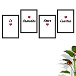 Ficha técnica e caractérísticas do produto Quadros Kit Conjunto Fé Gratidão Amor Família Decorativo com Vidro e Moldura - Oppen House