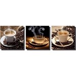 Ficha técnica e caractérísticas do produto Quadros Xicara de Café com Grão 3 Peças para Sala de Jantar