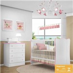 Ficha técnica e caractérísticas do produto Quarto de Bebê com Berço e Cômoda Doce Sonhos (102 103) - Branco-Rosa