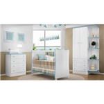 Ficha técnica e caractérísticas do produto Quarto de Bebê Completo Doce Sonho Branco/Azul Lojix - Qmovi